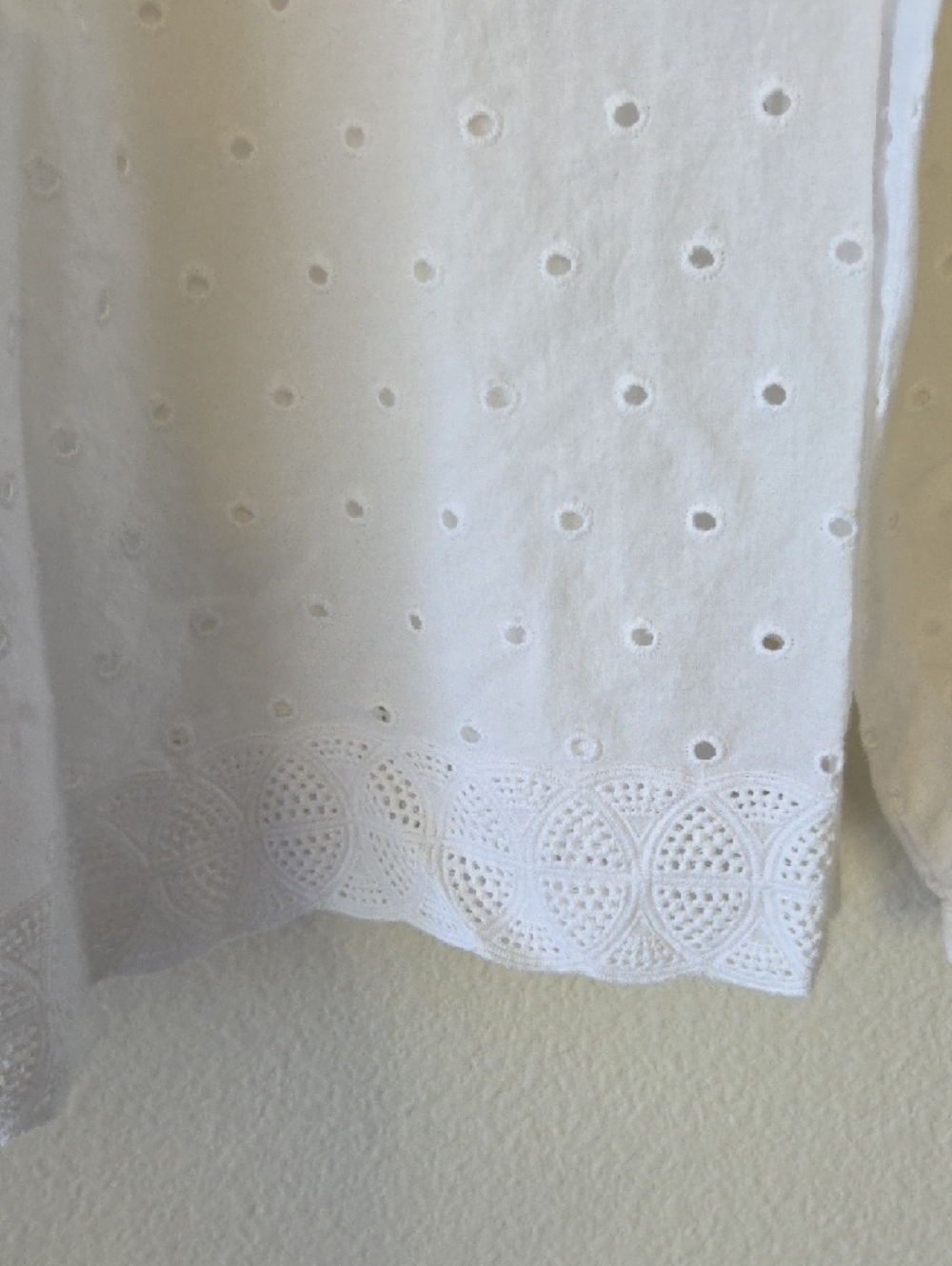 J. Crew White Eyelet Lace Trim Button Front Blouse 100% Cotton Sz 12 - Picture 10 of 13